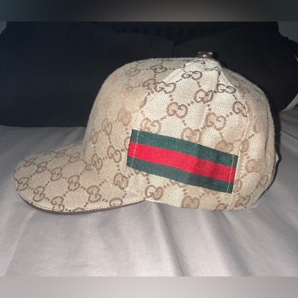 Gucci GG Monogram Canvas Baseball Hat With Web & Adjustable Velcro Strap - Picture 2 of 12